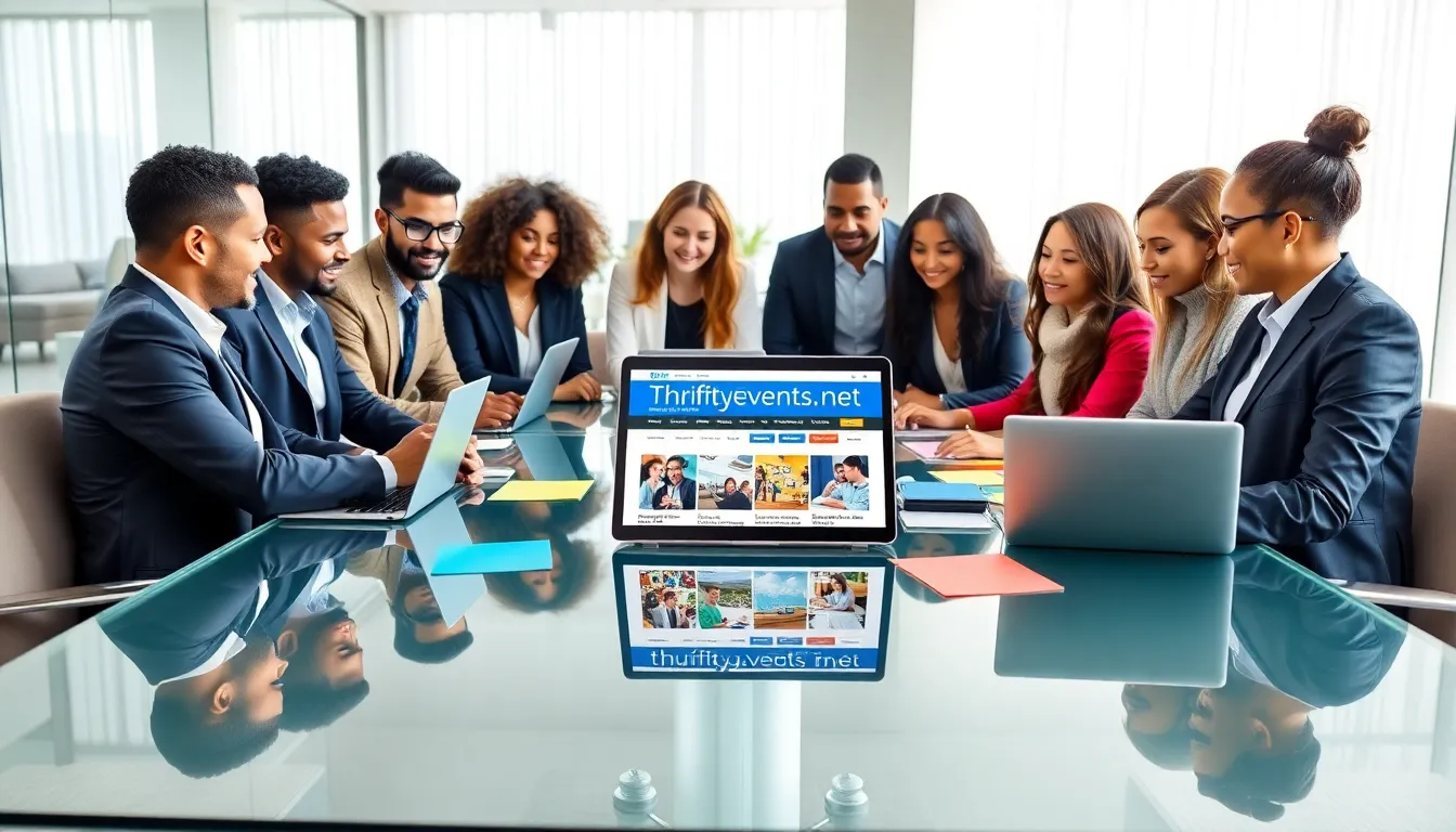 diverse team collaborating on event planning in a modern office.