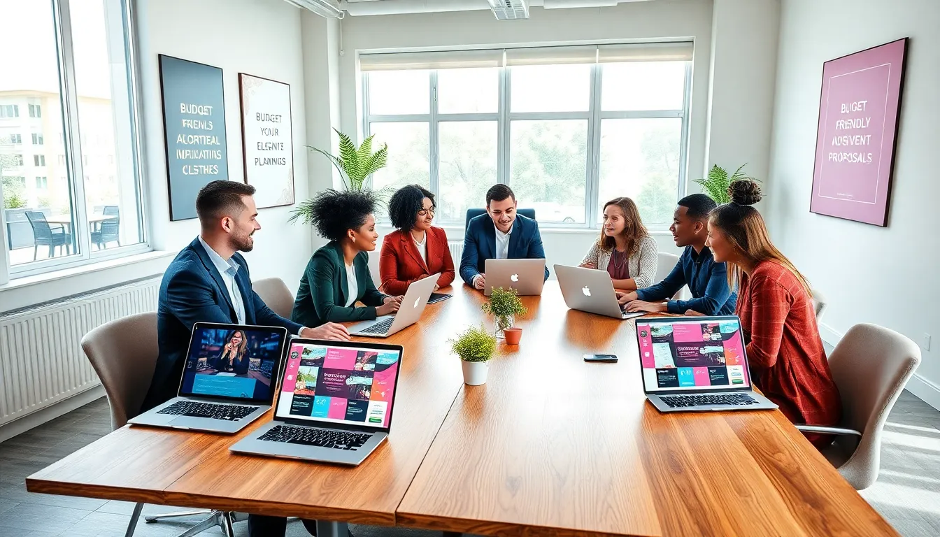 diverse team collaborating on budget-friendly event planning solutions.
